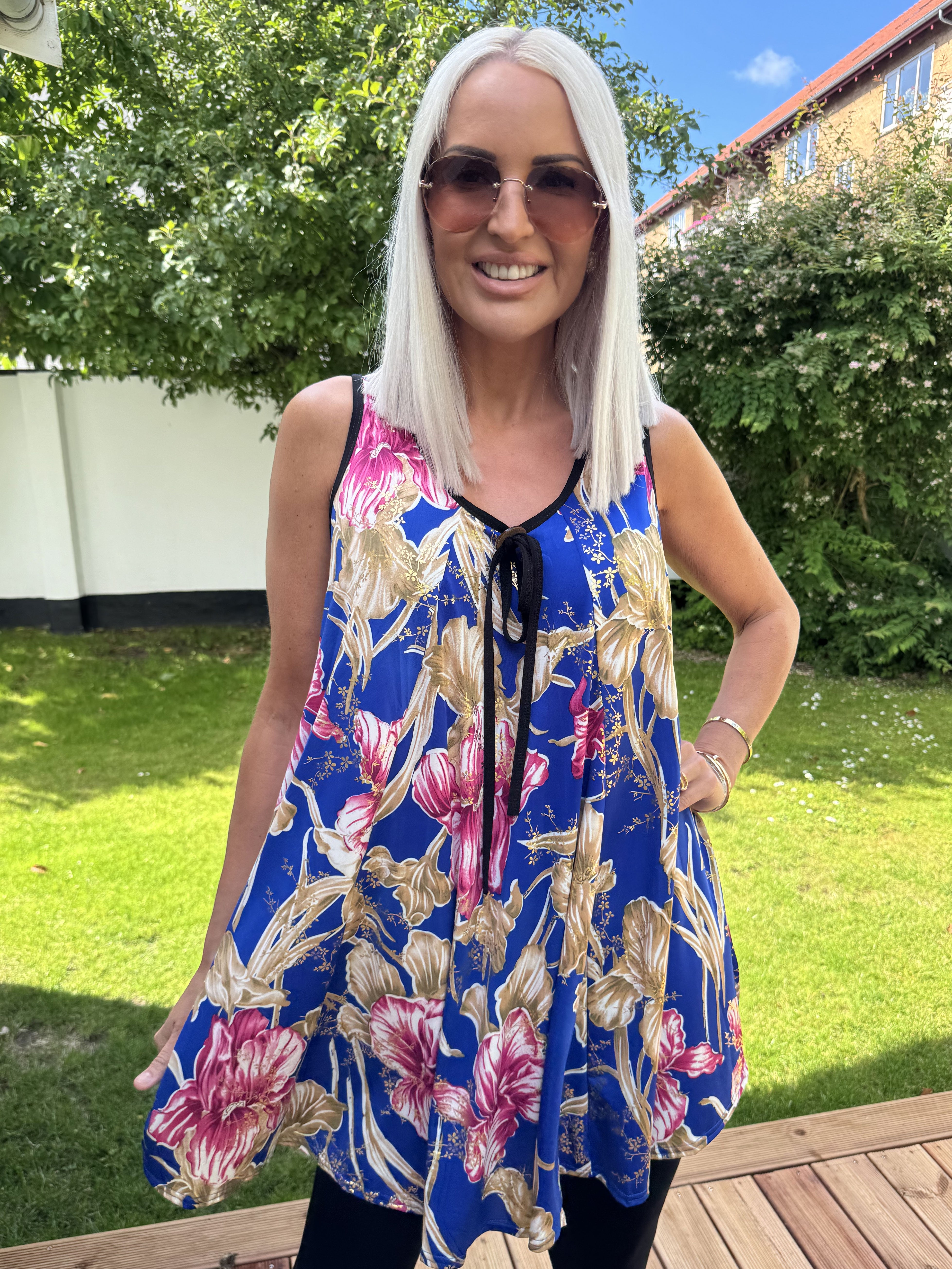 Palma Spring - Lang mønstret tunika i elastisk stof